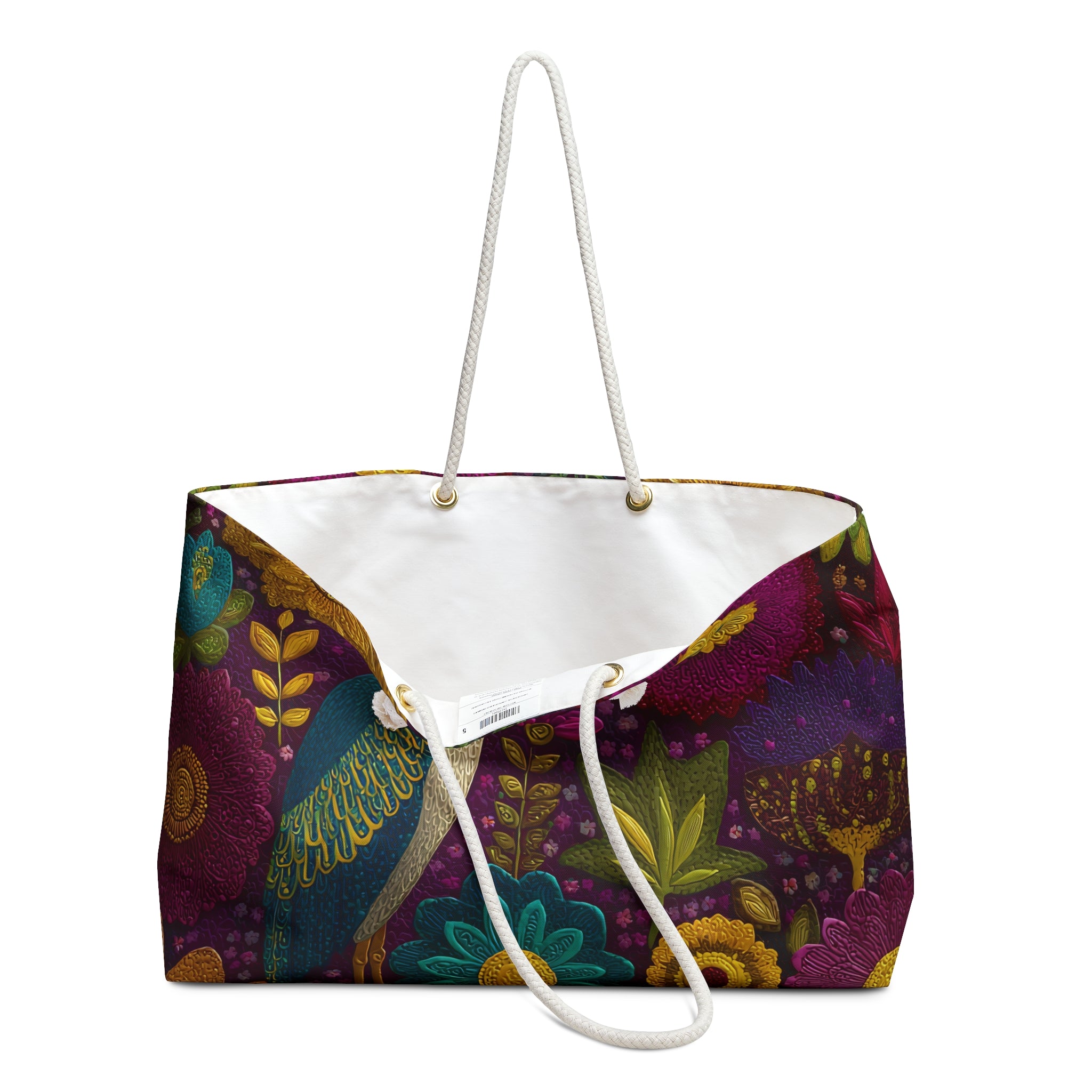 Floral Heron Weekender Bag — Boho Botanical Travel Tote