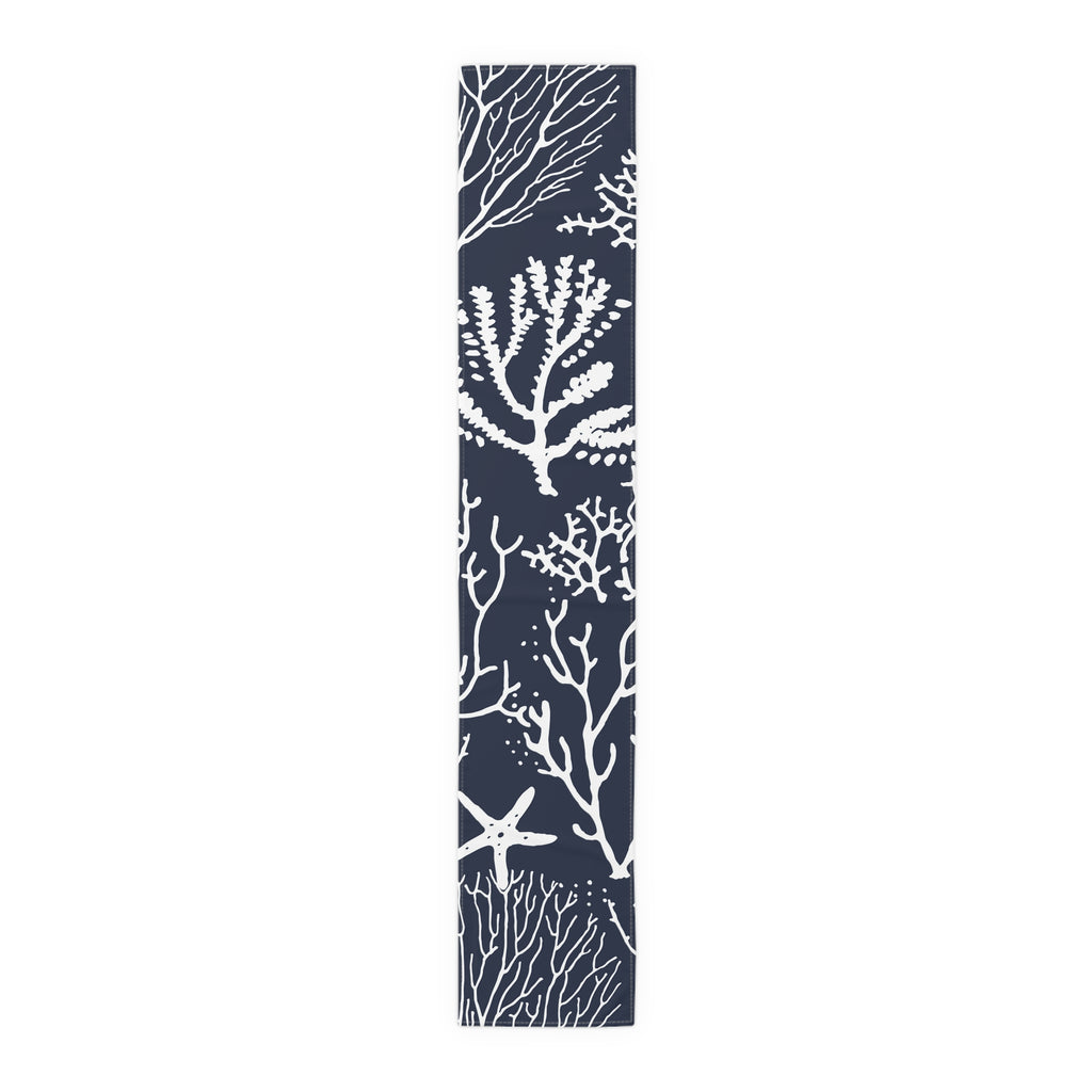Navy Coastal Coral Reef Table Runner