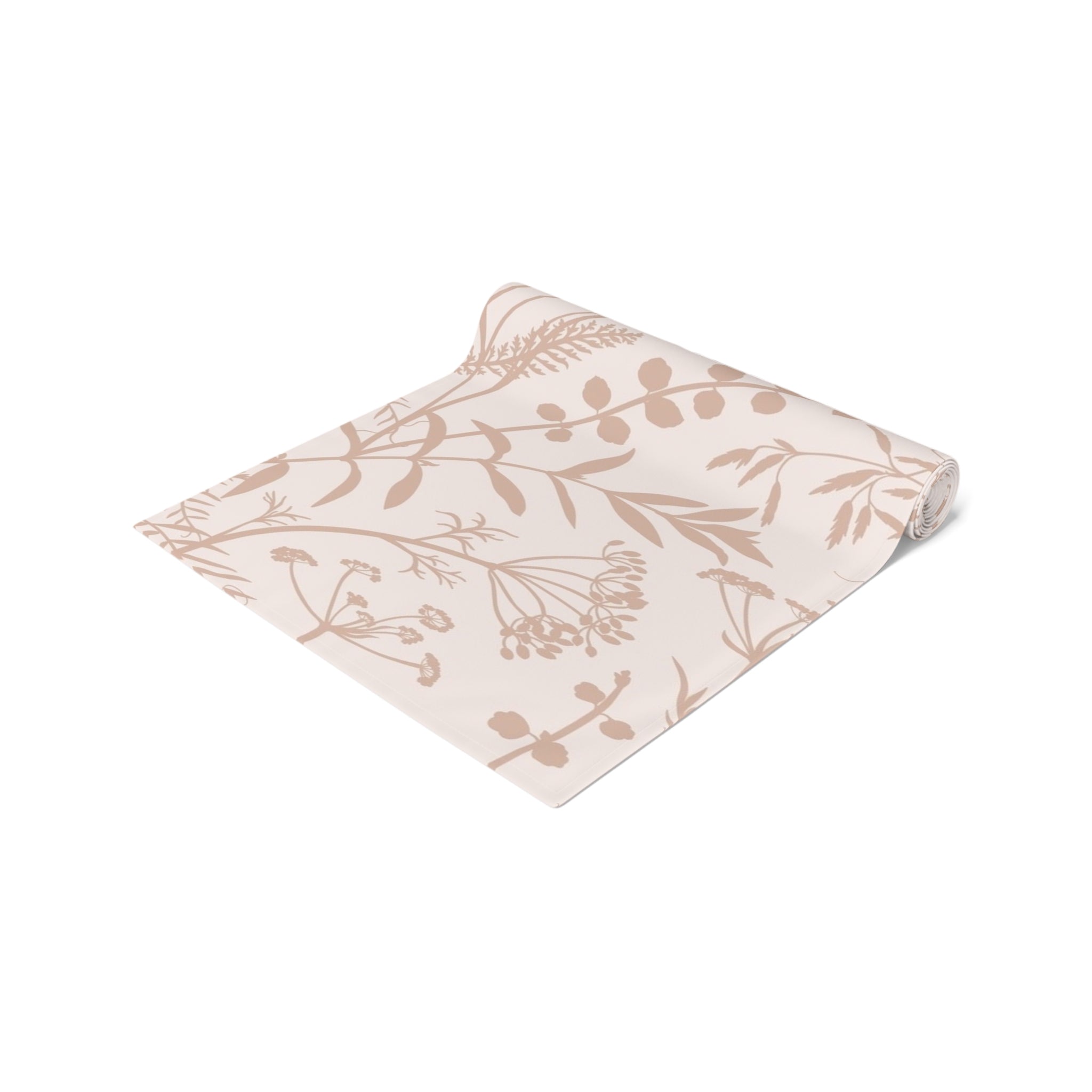 Botanical Blush Table Runner — Neutral Floral Cotton-Poly Decorative Runner