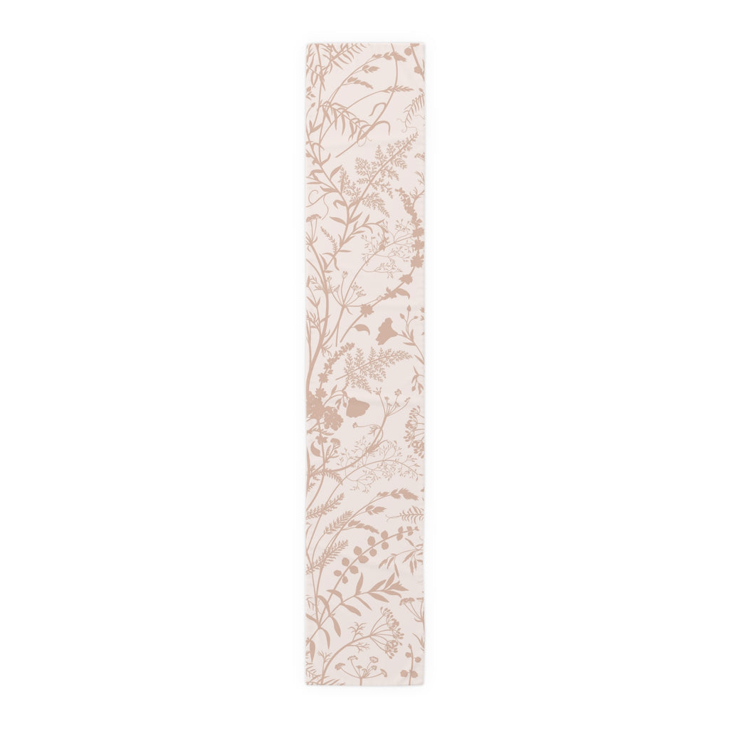 Botanical Blush Table Runner — Neutral Floral Cotton-Poly Decorative Runner