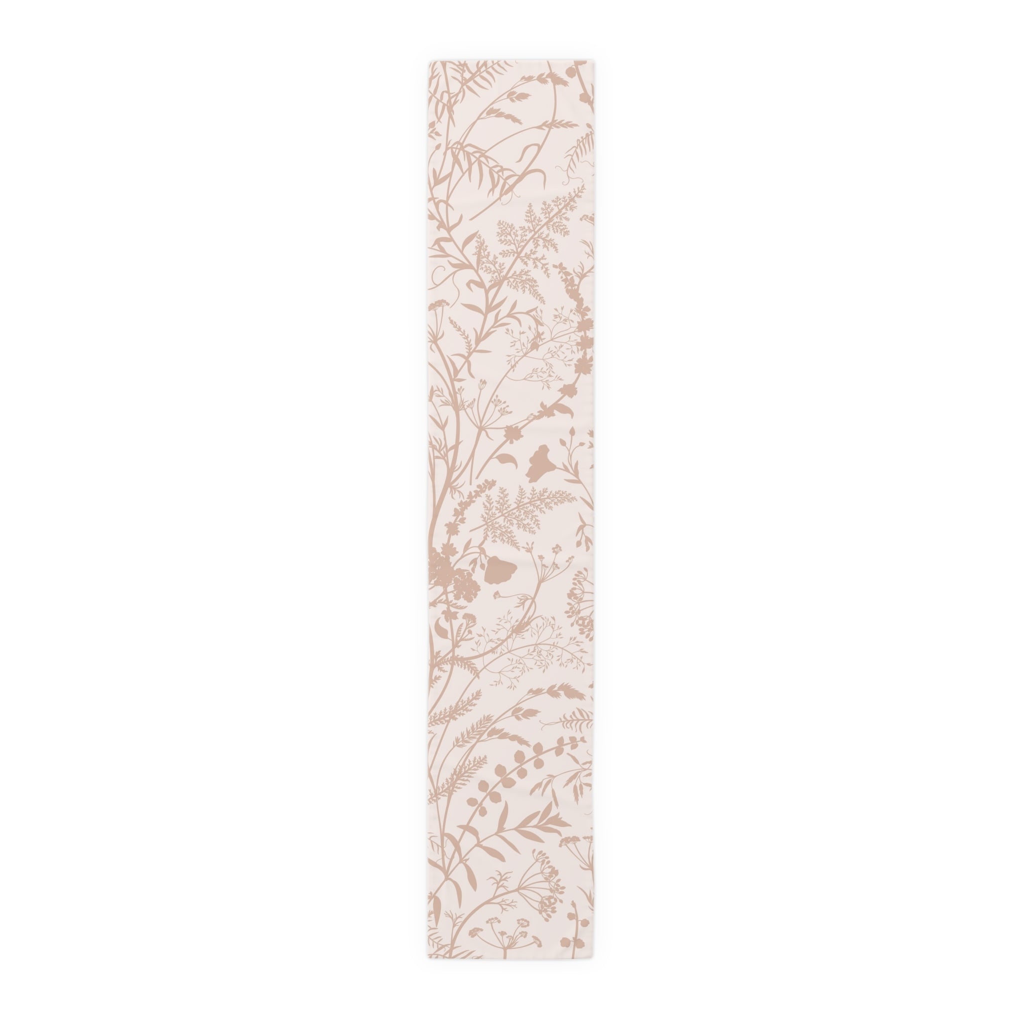 Botanical Blush Table Runner — Neutral Floral Cotton-Poly Decorative Runner