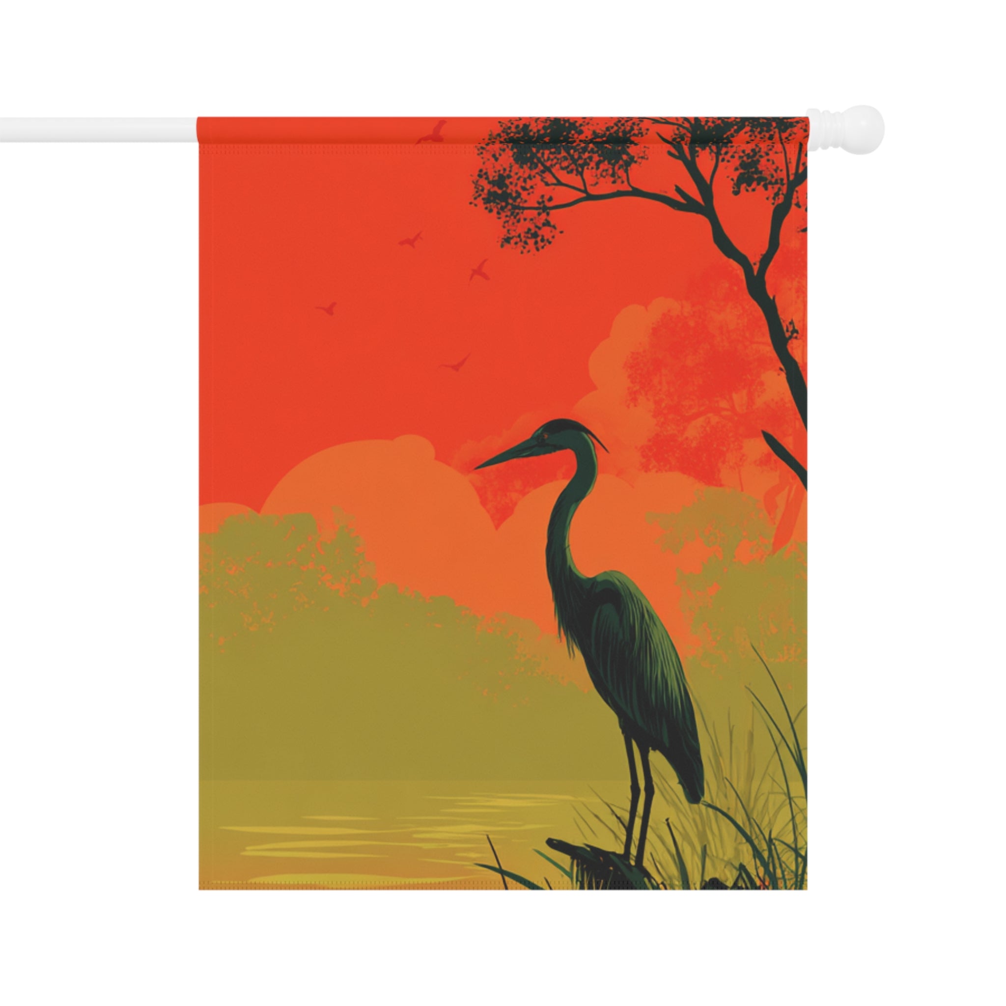 Heron Sunset Garden Flag