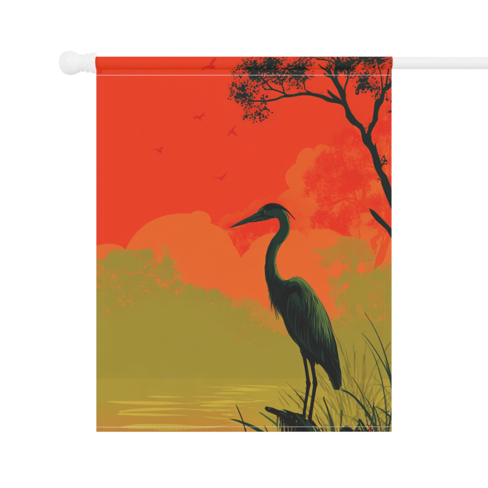 Heron Sunset Garden Flag