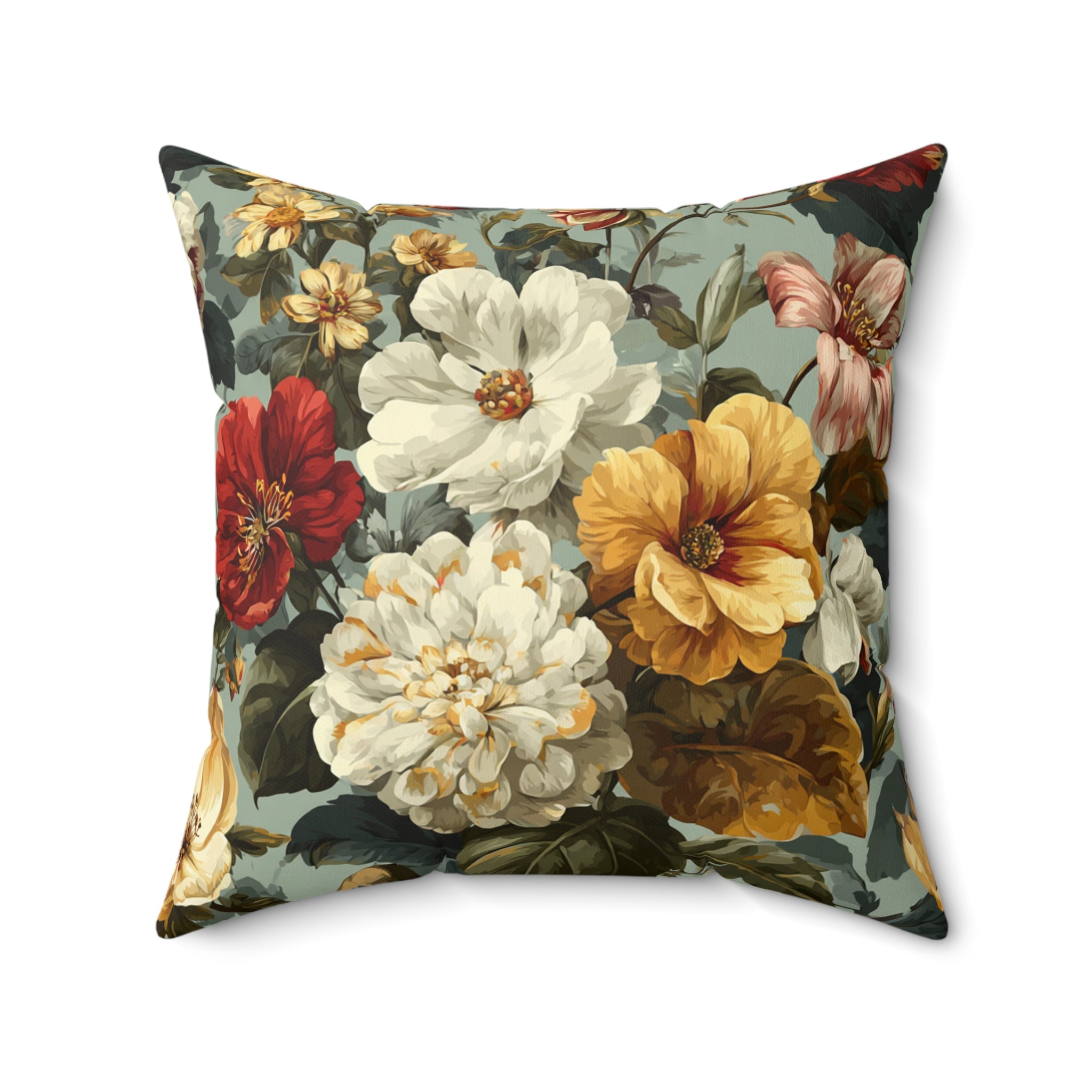 Vintage Floral Decorative Pillow - Botanical Garden Cushion