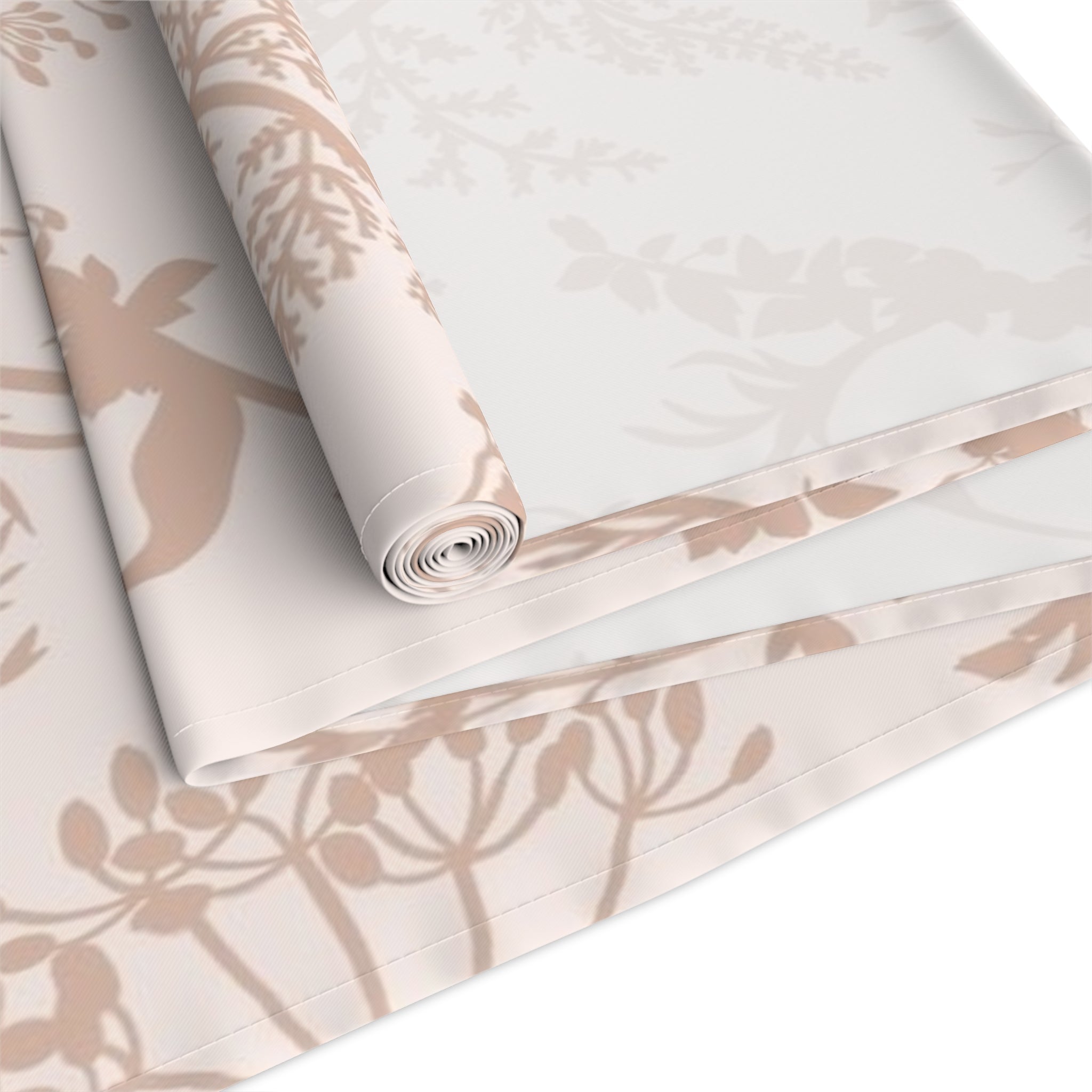 Botanical Blush Table Runner — Neutral Floral Cotton-Poly Decorative Runner