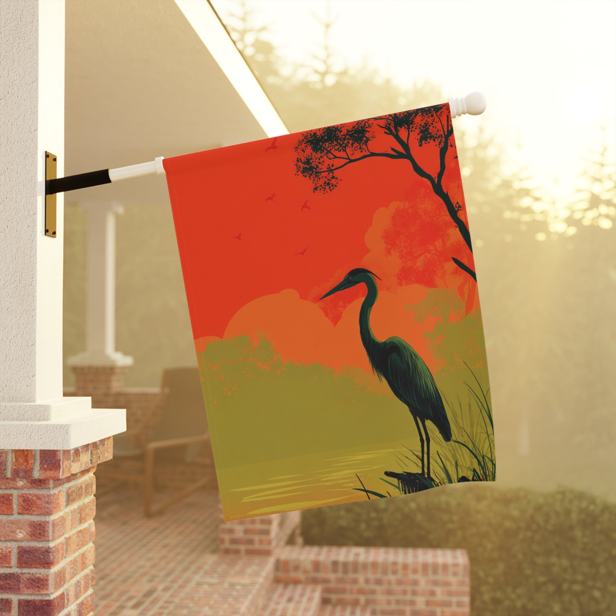 Heron Sunset Garden Flag