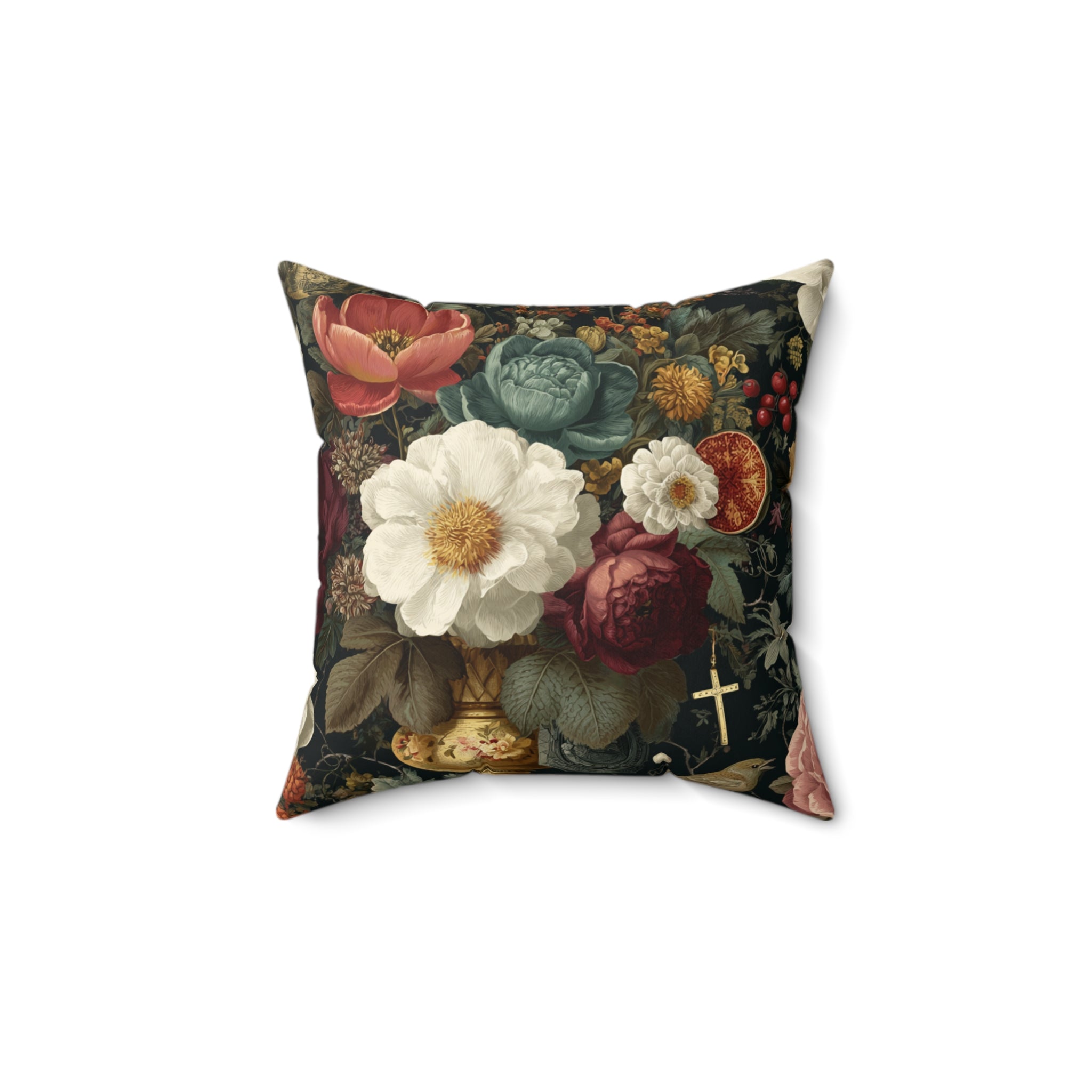 Floral Coral Hydrangea Throw Pillow