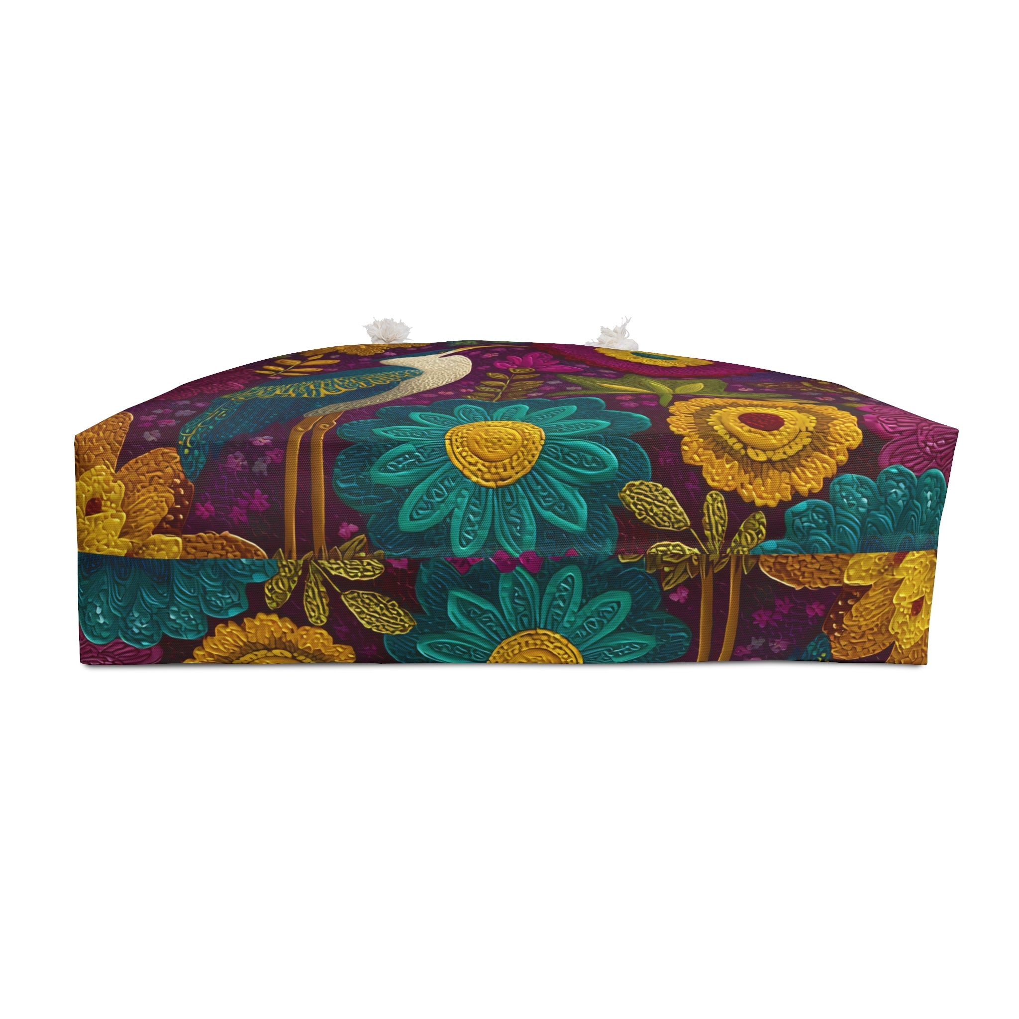 Floral Heron Weekender Bag — Boho Botanical Travel Tote